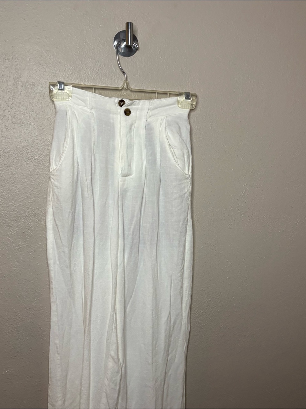 Jluxlabel White Linen Blend Wide Leg Pants XS
